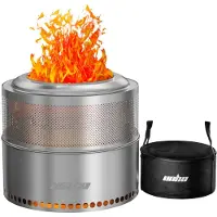 UNHO Rookloze Vuurkorf – RVS Terrashaard Ø50 cm – Houtverbranding & Houtskool – Voor Camping, Tuin & Achtertuin – Inclusief Draagtas