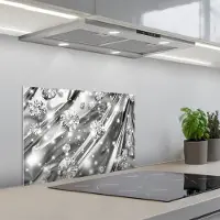KitchenYeah Spatscherm 60x40 cm - Zelfklevende achterwand Abstract - Diamant - Luxe - Modern - Zilver - Keuken muurbeschermer - Spatwand fornuis