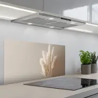 KitchenYeah Spatscherm 80x40 cm - Zelfklevende achterwand Pampasgras - Pluimen - Pastel - Wit - Keuken muurbeschermer - Spatwand fornuis