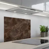 KitchenYeah Spatscherm 70x55 cm - Zelfklevende achterwand Bruin marmer - Organisch - Natuursteen - Keuken muurbeschermer - Spatwand fornuis