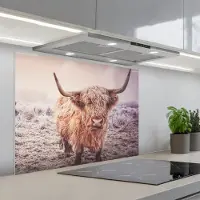 KitchenYeah Spatscherm 80x60 cm - Zelfklevende achterwand Schotse hooglanders - Licht - Lucht - Natuur - Keuken muurbeschermer - Spatwand fornuis