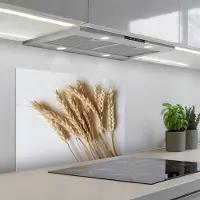KitchenYeah Spatscherm 70x50 cm - Zelfklevende achterwand Graan - Geel - Wit - Stilleven - Keuken muurbeschermer - Spatwand fornuis