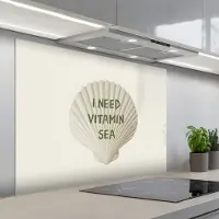 KitchenYeah Spatscherm 100x75 cm - Zelfklevende achterwand Schelp - Quote - Groen - Keuken muurbeschermer - Spatwand fornuis