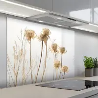 KitchenYeah Spatscherm 100x75 cm - Zelfklevende achterwand Droogbloemen - Natuur - Botanisch - Keuken muurbeschermer - Spatwand fornuis