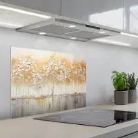 KitchenYeah Spatscherm 70x55 cm - Zelfklevende achterwand Bomen - Kunst - Acryl - Natuur - Keuken muurbeschermer - Spatwand fornuis