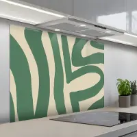 KitchenYeah Spatscherm 100x75 cm - Zelfklevende achterwand Groen - Kunst - Abstract - Keuken muurbeschermer - Spatwand fornuis