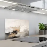 KitchenYeah Spatscherm 60x40 cm - Zelfklevende achterwand Kunst - Abstract - Grijs - Industrieel - Keuken muurbeschermer - Spatwand fornuis