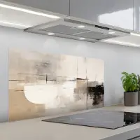 KitchenYeah Spatscherm 100x50 cm - Zelfklevende achterwand Abstract - Kunst - Grijs - Keuken muurbeschermer - Spatwand fornuis