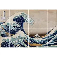 Wallfluent Tegelstickers - De Grote Golf Bij Kanagawa Plakfolie Tegels - Set van 24 stuks 20 x 20 cm - Blauw Keuken Tegelstickers - Mozaïek Kunst Tegelstickers Badkamer