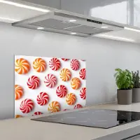 KitchenYeah Spatscherm 60x40 cm - Zelfklevende achterwand Snoep - Patroon - Rood - Oranje - Keuken muurbeschermer - Spatwand fornuis