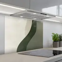 KitchenYeah Spatscherm 80x60 cm - Zelfklevende achterwand Japandi - Groen - Abstract - Modern - Keuken muurbeschermer - Spatwand fornuis