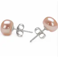 Charme Bijoux Oorbellen - Zilverkleur- - Synthetische Parel- Parel- Zalm -