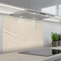 KitchenYeah Spatscherm 90x60 cm - Zelfklevende achterwand Patroon - Abstract - Wit - Keuken muurbeschermer - Spatwand fornuis