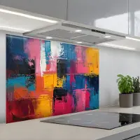 KitchenYeah Spatscherm 80x55 cm - Zelfklevende achterwand Verflook - Kunst - Modern - Abstract - Keuken muurbeschermer - Spatwand fornuis