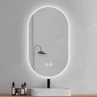 Merax LED Badkamerspiegel - 60x90cm - Slimme Wandspiegel met Touchscreen - Dimbare Verlichting - Anti-condens Functie - Veiligheidsglas - Moderne Make-up Spiegel