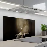 KitchenYeah Spatscherm 100x50 cm - Zelfklevende achterwand Strik - Beige - Witte - Wijn - Keuken muurbeschermer - Spatwand fornuis