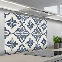 KitchenYeah Spatscherm 100x75 cm - Zelfklevende achterwand Tegels - Spaans - Patronen - Keramiek - Keuken muurbeschermer - Spatwand fornuis