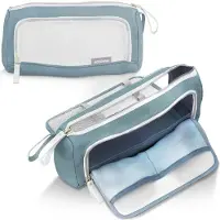 Acropaq Pennenzak - Grote capaciteit (1,2 L), Pennenetui met 3 vakken, Voor jongens, meisjes en volwassenen, Groen - Pennenbakje, Etuis voor school, Pencil case