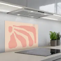 KitchenYeah Spatscherm 70x50 cm - Zelfklevende achterwand Bohemian - Roze - Pastel - Abstract - Keuken muurbeschermer - Spatwand fornuis