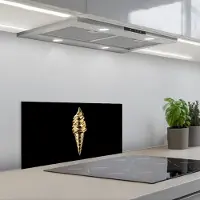 KitchenYeah Spatscherm 60x30 cm - Zelfklevende achterwand Ijs - Goud - Zwart - Eten - Keuken muurbeschermer - Spatwand fornuis
