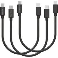 Phonillico 3x Micro USB naar USB C Kabel Zwart - 0,2 meter - Oplaadkabel voor OPPO A15 / A15s / A7X / AX7 / F11 Pr / Joy / Joy 3 / Joy Plus / Neo 5 (2015) / R7s