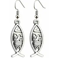 Charme Bijoux zilver Jesus oorbellen- Lang- Metaal -