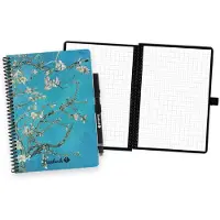 Bambook Dutch Masters uitwisbaar notitieboek - Van Gogh - Amandelbloesem - A5 - Geruite pagina's - Duurzaam, herbruikbaar whiteboard schrift - Met 1 gratis stift