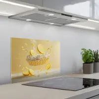 KitchenYeah Spatscherm 60x45 cm - Zelfklevende achterwand Citroen - Taart - Eten - Geel - Keuken muurbeschermer - Spatwand fornuis