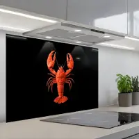 KitchenYeah Spatscherm 90x60 cm - Zelfklevende achterwand Kreeft - Papier - Origami papier - Rood - Keuken muurbeschermer - Spatwand fornuis