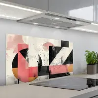 KitchenYeah Spatscherm 100x50 cm - Zelfklevende achterwand Roze - Abstract - Aesthetic - Modern - Vormen - Keuken muurbeschermer - Spatwand fornuis