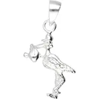 MOOYE ® - Collectie Zilveren Ooievaar met baby kettinghanger