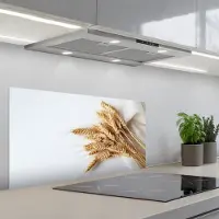 KitchenYeah Spatscherm 80x40 cm - Zelfklevende achterwand Graan - Geel - Wit - Natuur - Stilleven - Keuken muurbeschermer - Spatwand fornuis