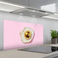 KitchenYeah Spatscherm 100x50 cm - Zelfklevende achterwand Ei - Disco - Ontbijt - Glitter - Keuken muurbeschermer - Spatwand fornuis