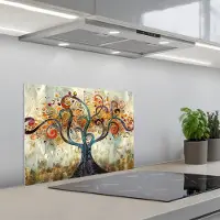 KitchenYeah Spatscherm 60x45 cm - Zelfklevende achterwand Boom - Kunst - Modern - Natuur - Keuken muurbeschermer - Spatwand fornuis