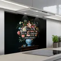 KitchenYeah Spatscherm 100x75 cm - Zelfklevende achterwand Bloemen - Art - Pastel - Quotes - Keuken muurbeschermer - Spatwand fornuis