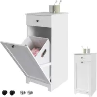 SoBuy Badkamerkast - met Wasmand - 40 x 90x 38 cm - Wit