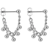 Yehwang Luxe oorbellen ketting met balletjes - zilver - oorstekers - earrings - chain - stoer - stainless steel - nikkelfree- waterproof - kado idee - cadeau moeder
