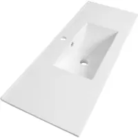 Saniclass Vygo Meubelwastafel - 101x2x46cm - overloop - 1 wasbak - 1 kraangat - keramiek - glans wit