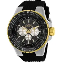 Invicta Aviator 33029 Heren Horloge - Quartz Uurwerk - Roestvrij Staal met zwarte Wijzerplaat - 50mm