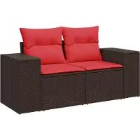 vidaXL 5-delige tuinbankset met kussens, bruin polyrotan
