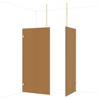 Maxaro Diamond Inloopdouche | 100x90 cm Goud Bronsglas 2 vaste wanden