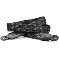 Leica 14696 Carrying Strap, flat braided rayon & leather cord, black