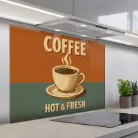 KitchenYeah Spatscherm 100x75 cm - Zelfklevende achterwand Koffie - Kop - Vintage - Quote - Keuken muurbeschermer - Spatwand fornuis