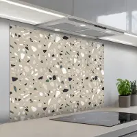 KitchenYeah Spatscherm 100x75 cm - Zelfklevende achterwand Terrazzo - Patroon - Groen - Keuken muurbeschermer - Spatwand fornuis