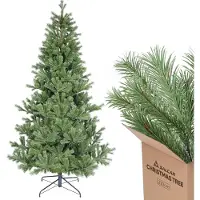 Salcar , kunstkerstboom, 210 cm, dennenboom, spar, met metalen voet en klapsysteem, met 1002 PE-punten en 642 PVC-punten
