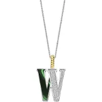 Ti sento Dames Hanger - 925 zilver - Letter W - Malachiet - 6840MA_W