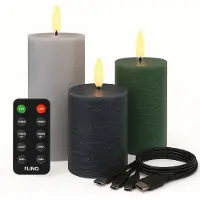FlinQ Oplaadbare LED Kaarsen met Bewegende Vlam - Inclusief Afstandsbediening met Timer en Dimfunctie - Nep Kaarsen met Flikkerende Vlam - Dinerkaarsen Oplaadbaar - 3 stuks - Warm Neutrals