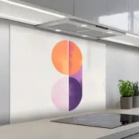 KitchenYeah Spatscherm 100x75 cm - Zelfklevende achterwand Cirkels - Abstract - Paars - Keuken muurbeschermer - Spatwand fornuis