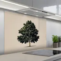 KitchenYeah Spatscherm 100x75 cm - Zelfklevende achterwand Eikenboom - Schaduw - Egaal - Keuken muurbeschermer - Spatwand fornuis