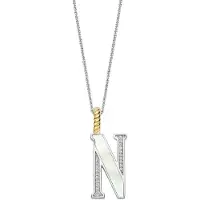 Ti sento Dames Hanger - 925 zilver - Letter N - Parelmoer - 6840MW_N